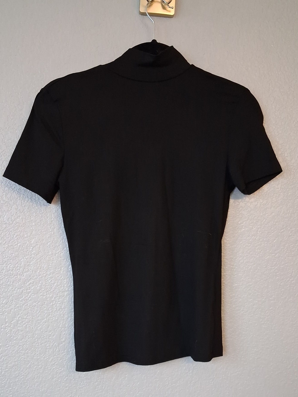 Classic Black Short-Sleeve Mock Neck Top